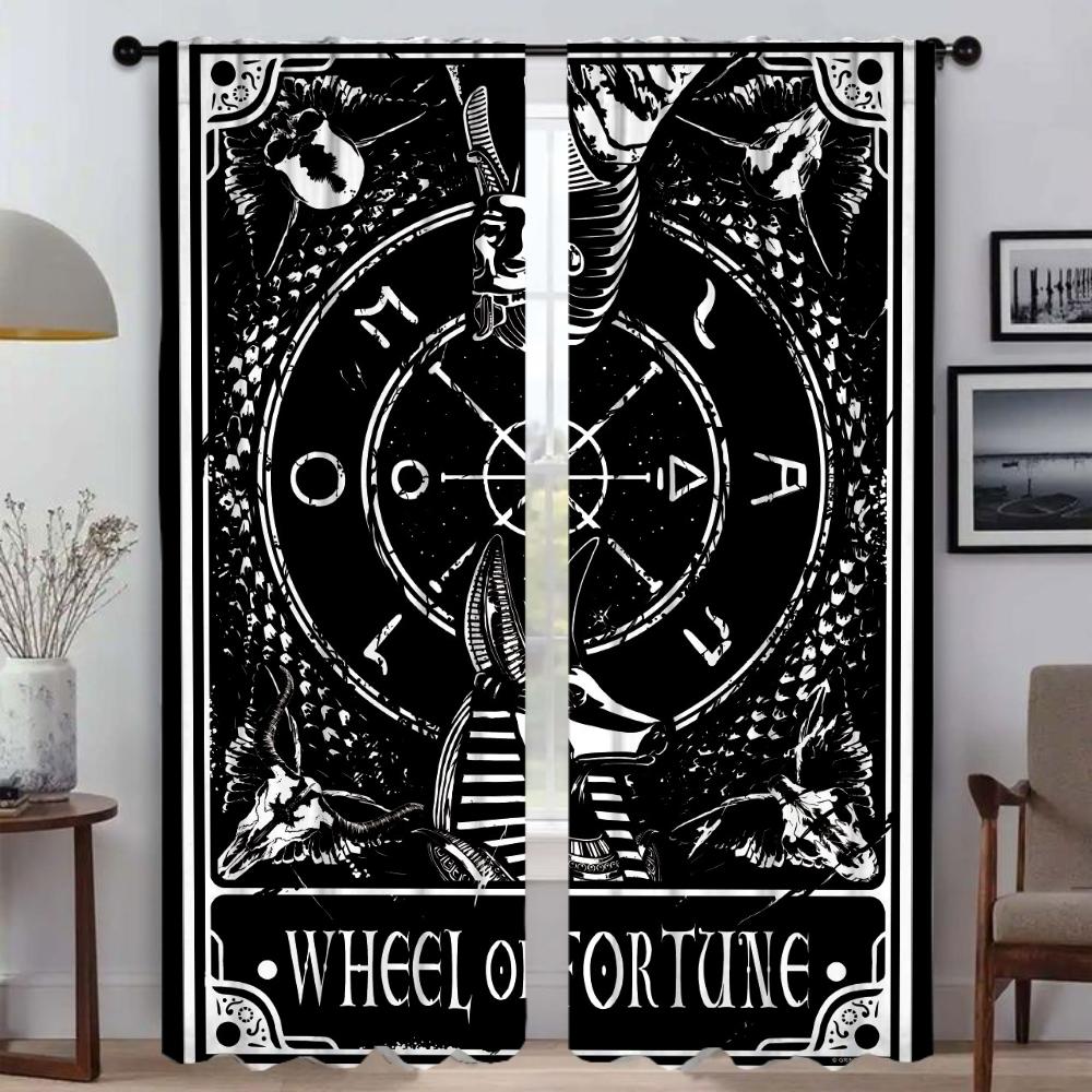 Home Interior Curtains for Living Room Deadly Tarot The Sun Tin Sign Blackout Curtains 2 Pieces Partition Window Curtain Shades