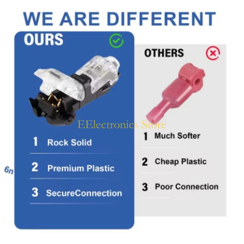 B03C 10Pcs Low Voltages Wire Connectors Solderless No Wire Stripping 2 Way 1 Pin Small Gauge Wire Connectors Easy Connection