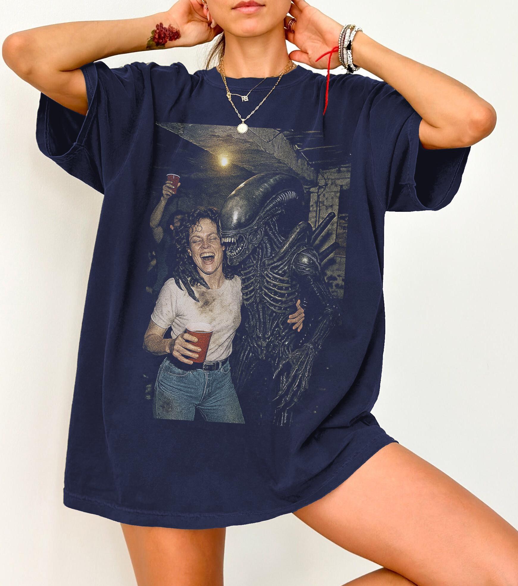 Sigurney Weaver Wore An Alien Tshirt An Alien Movie Party Ball Tshirt and A Movie Meme Scifi Pattern Tshirt S