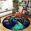 1pc Peacock StainedGlass Round Chair mat office Area Rug - Non-Slip, Floor Mat for Office, Bedroom, Ideal home decor gift c0112068
