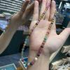 Guochao New Chinese Dopamine Tourmaline Colored Natural Stone Beaded Necklace Retro Niche High-End Mixed-Color Neck Chain