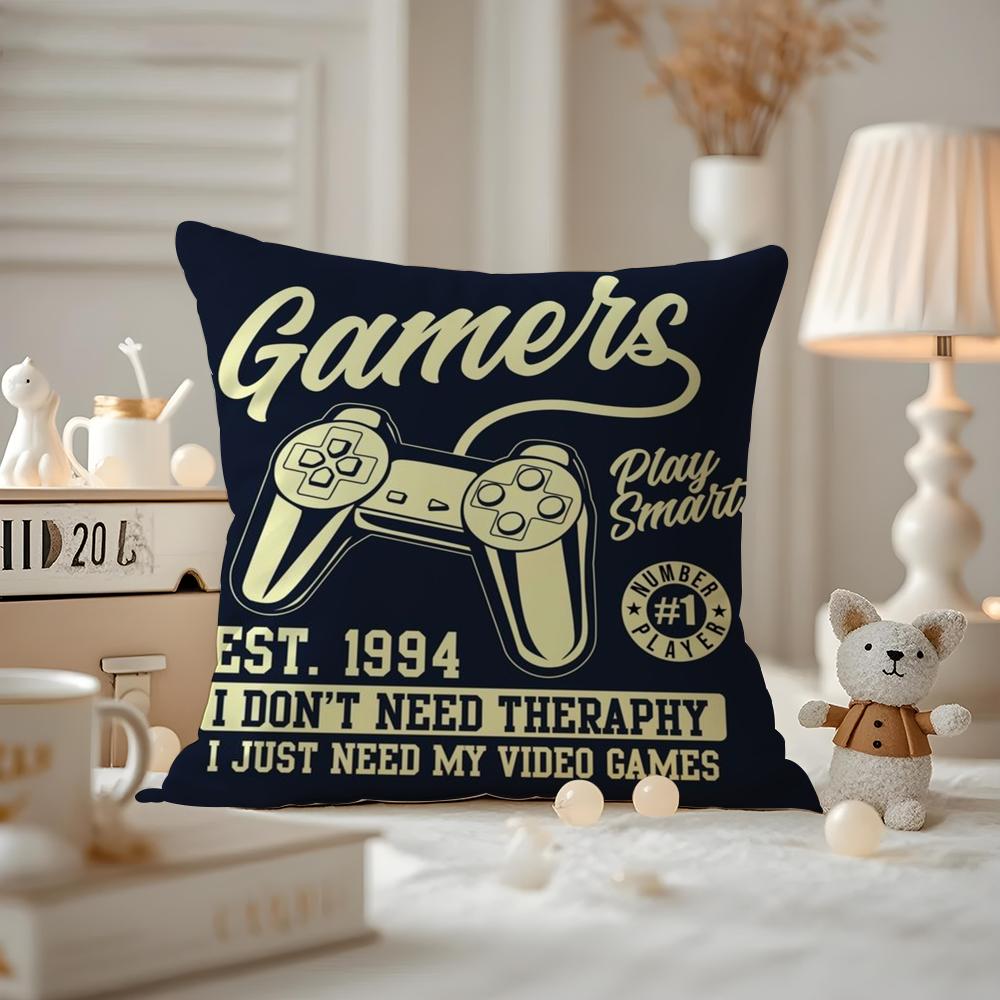 Colorful Graffiti Game Gamepad Cushion Cover Antidustmite Pillowcase Invisible zipper silky short plush Sofa cushion cover