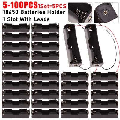 100/5 Stück 1 Schacht 18650 Gehäuse 3,7V Strom-Batteriehalter Aufbewahrungsbox 18650 Batteriehalter Mit Kabeln Für 18650 Batterie-Organizer
