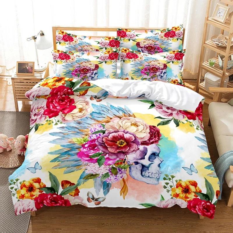 Flower Duvet Cover Set Queen King Size Blooming Golden Flower Twin Bedding Set For Girls Women Vibrant Floral Theme Quilt Cover