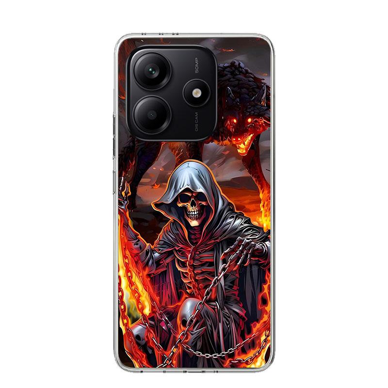 

Death Grim Reaper Skull Scythe Phone Case For Xiaomi Redmi Note 15 14 13 12S 12 Pro Plus 11S 11E 11 11T 10S 10 Art Soft Pattern Redmi Note 10 Pro 4G