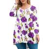 Dames pluss størrelse topp, hageskrage langermet skjorte, moteriktig blomsterprint avslappet topp
