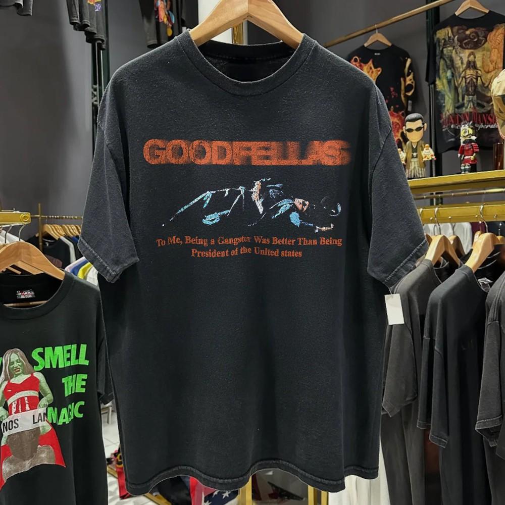 90s Goodfellas Promo Rare Washed Black T-Shirt Size XL Unisex T-Shirt L