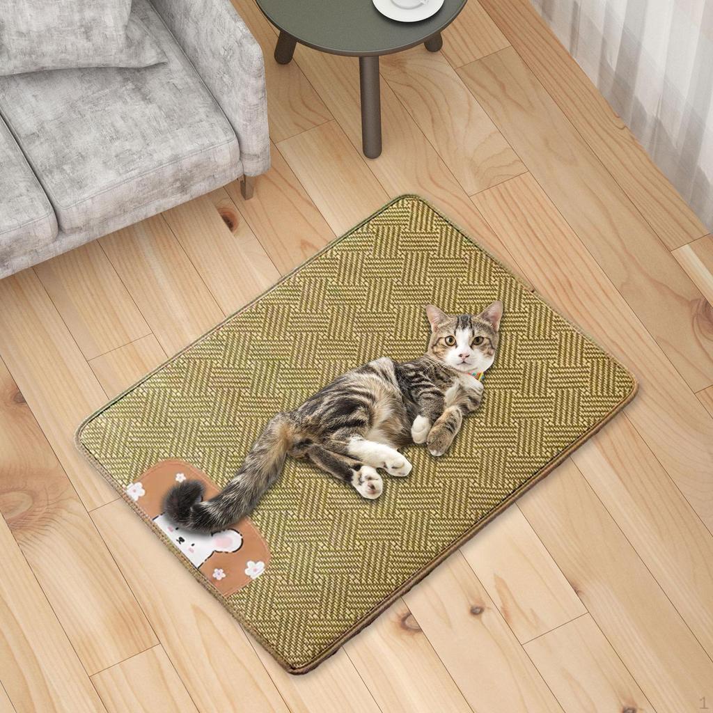 Dog Cooling Mat Cat Sleeping Rattan Reusable Thin Puppy Sleep Cushion Pet Cats Cool