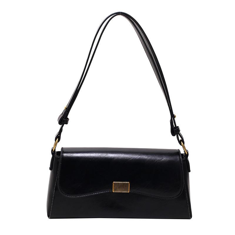 Ielgy French Retro Brown Underarm Bag Simple Messenger Baguette Bag