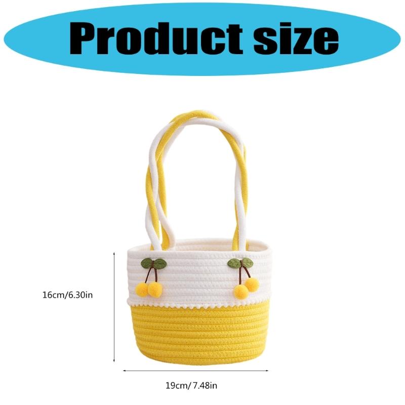 Gift Basket Empty, Woven Cotton Rope Basket Lightweight Handbag For Travel Outdoor Activities