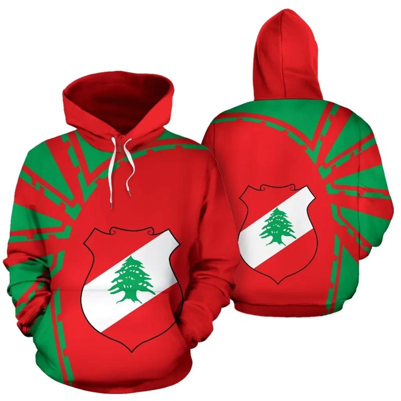 The Republic Of Lebanon Map Flag Graphic Sweatshirts National Emblem Cedrus Deodara Hoodies For Men Clothes Casual Women Hoody
