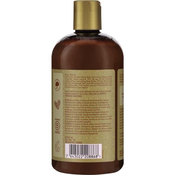 Shea Moisture Shampooing Femme Hydratation Intense au Miel de Manuka et huile de Mafura pour cheveux secs et abîmés, 384ml