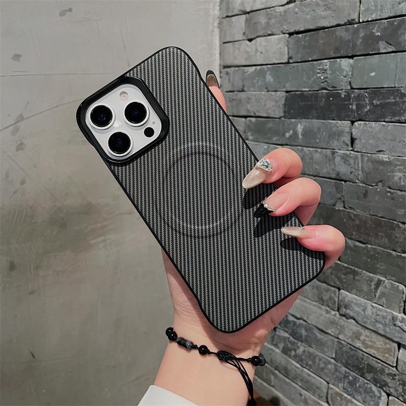 Applicable To iPhone17ProMax Carbon Fiber Sticker, Borderless Mobile Phone Case, Apple 16Pro Magnetic Protective Case