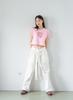 Kkollajubakangseu Peace&Love*Club Crop T-Shirt (Short Sleeve T-Shirt)-Pink