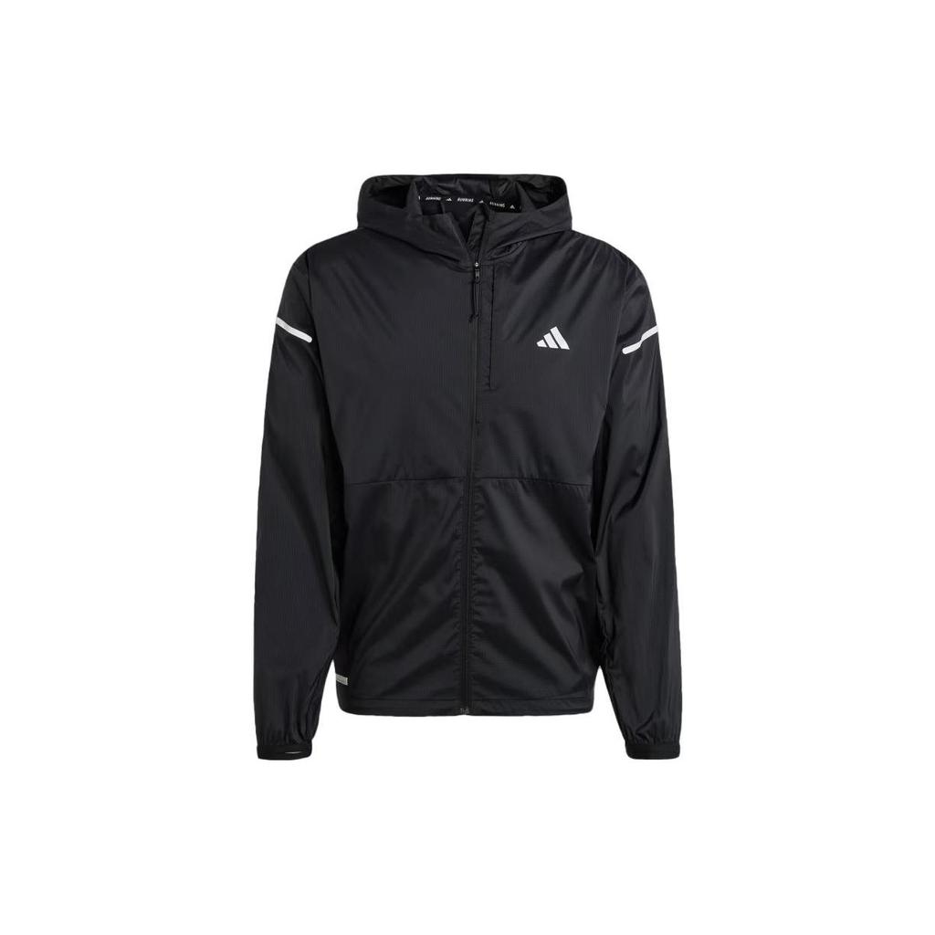 Adidas Ultimate Jacket Solid Color Reflective Logo Loose Long Sleeve Hooded Jacket Men Jacket Black HY1422