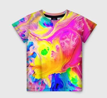 Rainbow graffiti printed T-shirt for men, hip-hop street painting, personalized crew neck T-shirt, bright and fashionable XXS