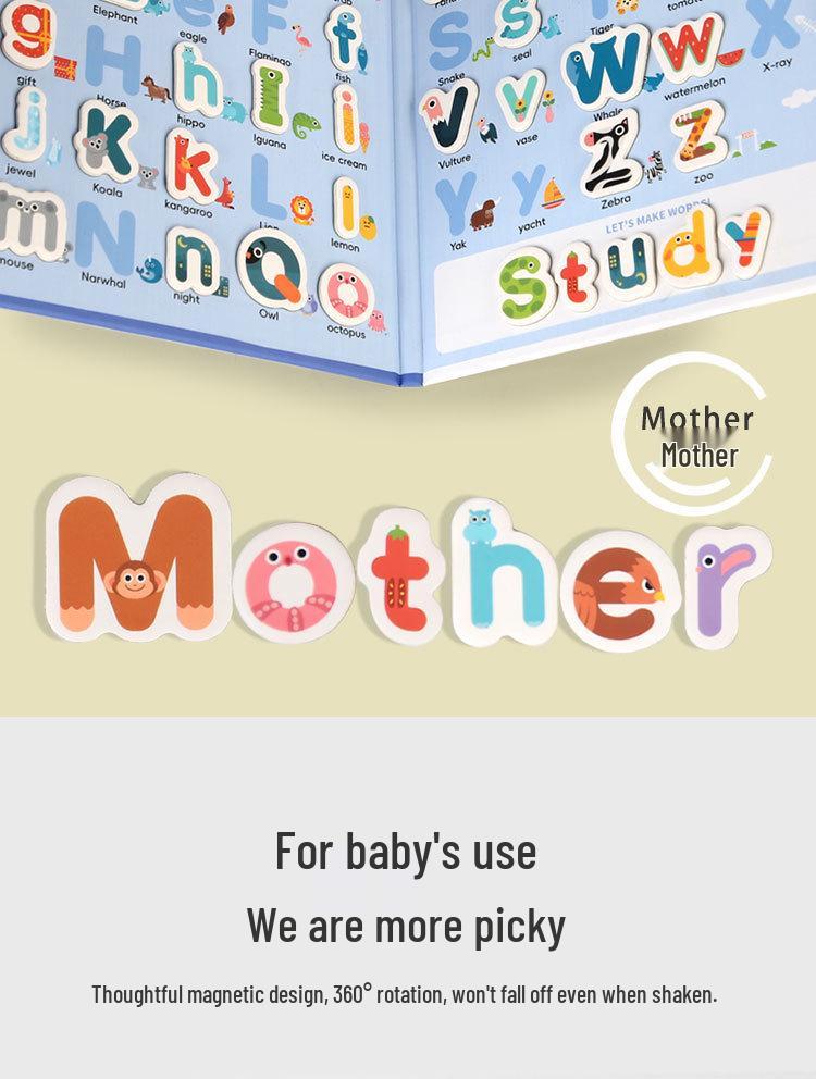 Magnetic Educational Puzzle Book: Baby's First English Words - Certified Safe