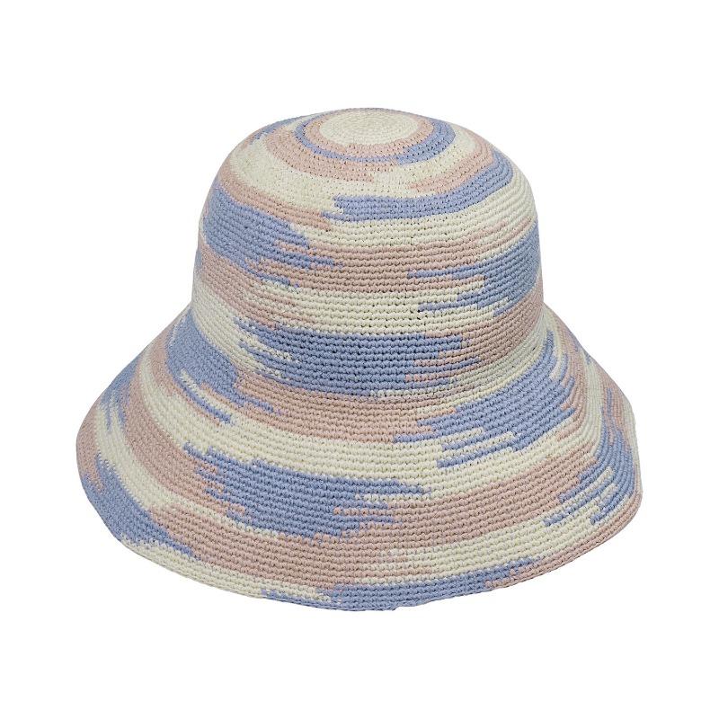 Dopamine Gradual Change Woven Straw Hat Women's Seaside Big Brim Summer Straw Hat Sweet Sunscreen Hat Handmade