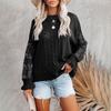 Women's Sweater Round Neck Hollow Lace Sleeve Color Sweater Bottoming Shirt