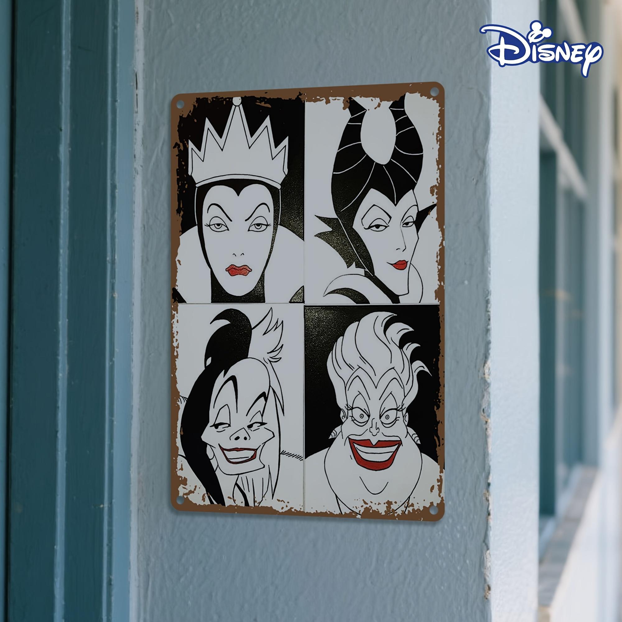

1pc Vintage Disney Villains Metal Tin Sign - 8x12 Inch, Rustic Wall Art Decor for Fans, Featuring Maleficent, Jafar, Ursula & Cr 20x30cm（7.8x11.8inch）