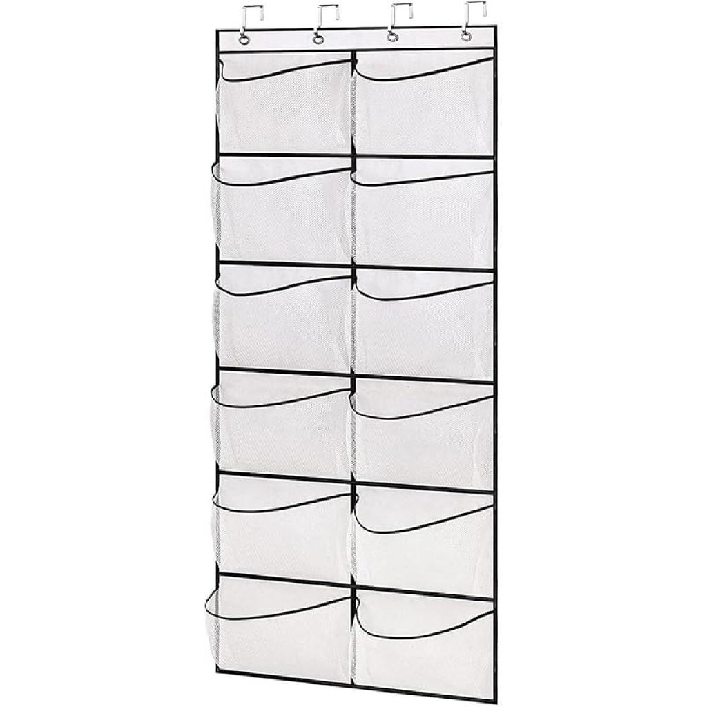Usoway Wall-Mounted Sundries Shoe Organizer Hanging Storage Rack Mesh Pocket Clear Over The Door Storage Box Fabric Closet Bag Mesh Pockets Shoe