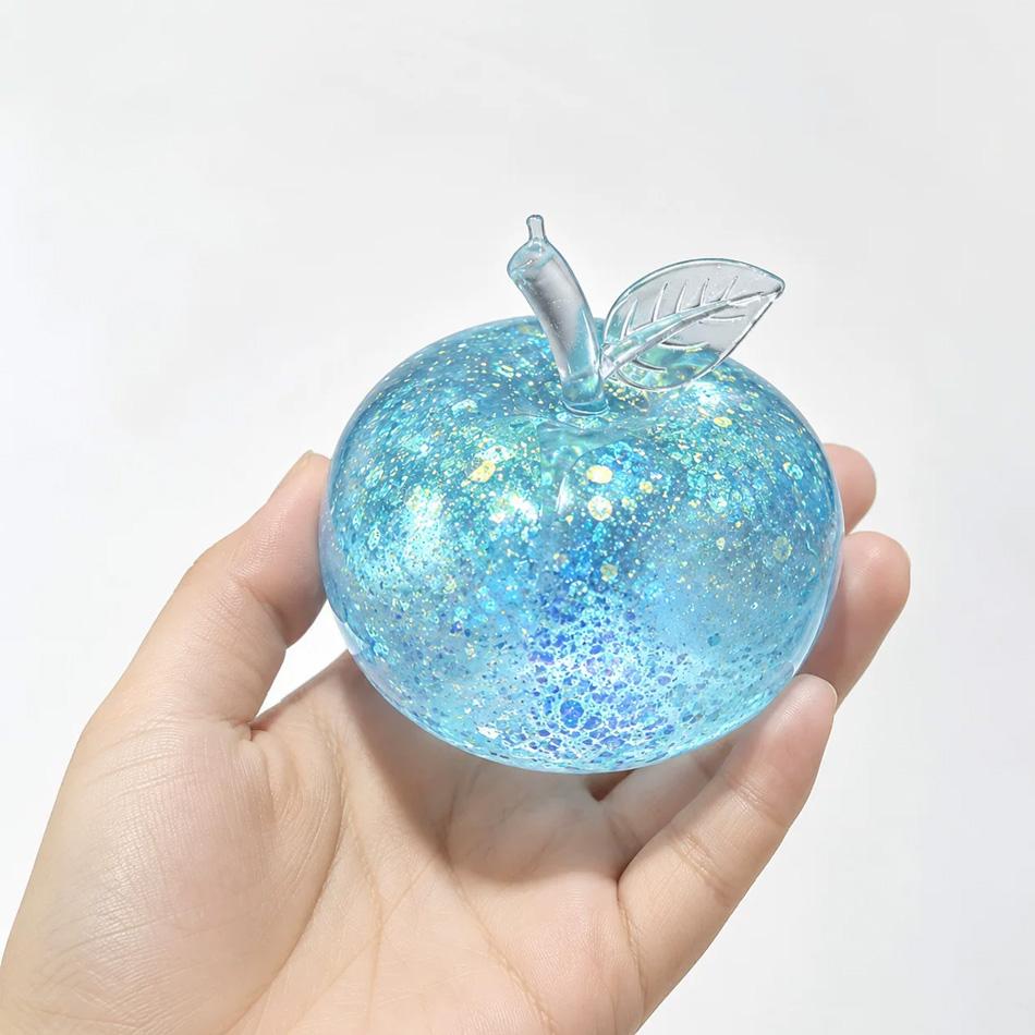 Glitter Squishy Apple Stress Ball Soft Fidget Sensory Toy For Adhd Slow Rebound Squeeze Toy For Adults Christmas Gift