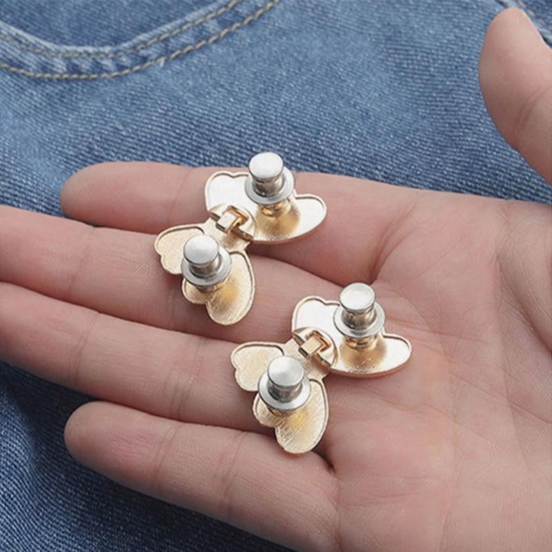 Fashion Butterfly Jean Button Adjustable Waist Buckle Extender Detachable Tighten Attacher Pins Waist Closing Artifact