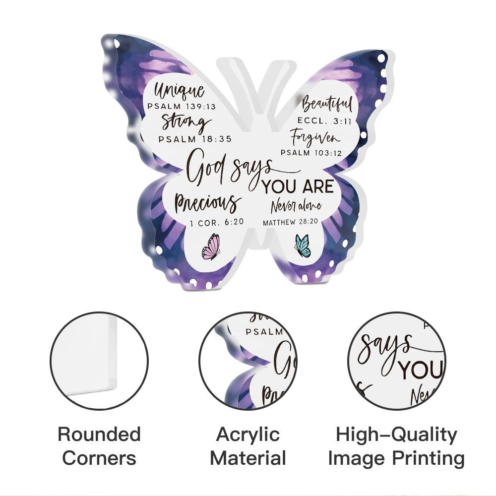 1pc Religion Butterfly Shaped Acrylic Sign | Tabletop Decor for Home Living Room, Contemporary Style, English Language
