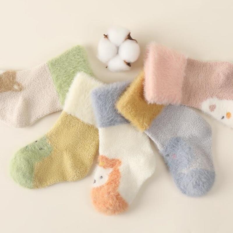 Winter Baby Plush Socks Thick Fleece Looped Floor Sock Cute Cartoon Newborn Warm Thermal Sock Indoor Children