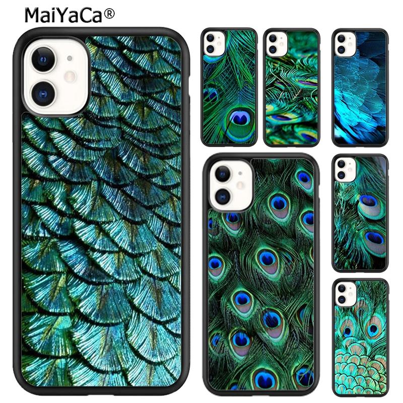 MaiYaCa Turquoise Stone Flora Peacock Feather Phone Case For iPhone 17 Air 16 pro max 15 14 plus 12 13 Cover coque