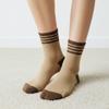 5 Par Höst Vinter Tjocka Mellanlånga Strumpor Dam Frotté Randiga Varma Andningsbara Hemmastrumpor 2 Par Unisex Par Golvstrumpor