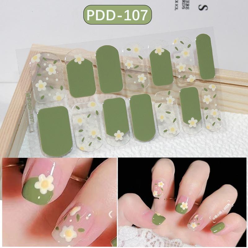 60 stili fai da te adesivi per unghie in gel semi polimerizzato fiori freschi di colore solido a lunga durata in primavera strisce per unghie cursore patch copertura completa decalcomania
