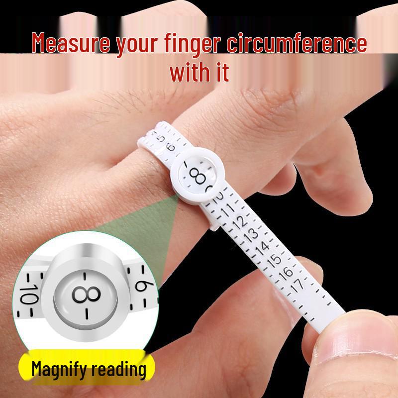 Riglă de măsurare a degetelor & Inel cu lupă pentru măsurarea degetelor - Mărimi Hong Kong, Instrument portabil