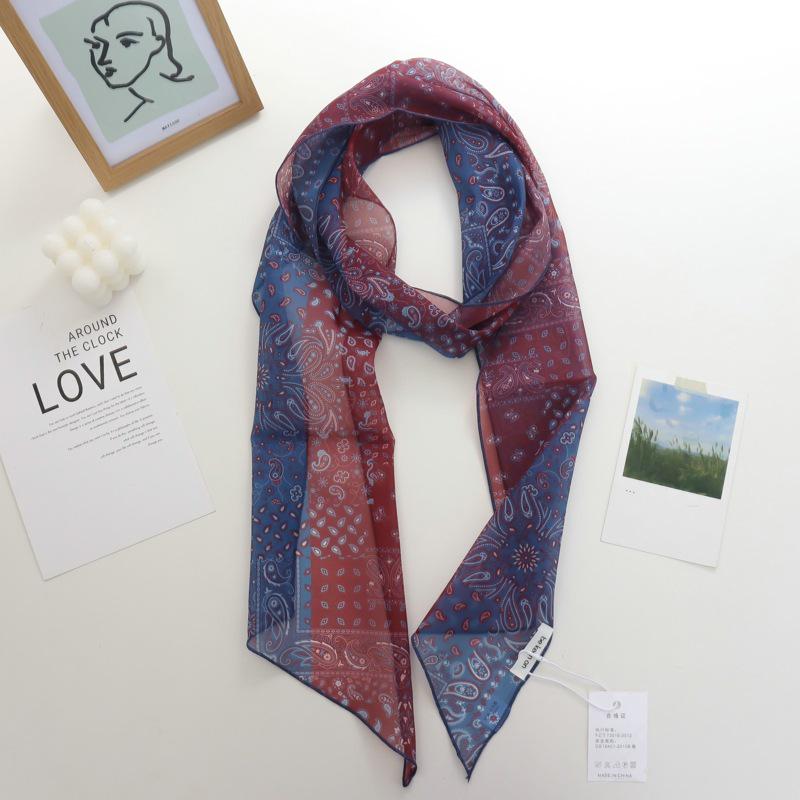 2025 Nische Persönlichkeit Colorblock Seidenschal: Vielseitiges und modisches dünnes Krawattenband-Accessoire für Damen