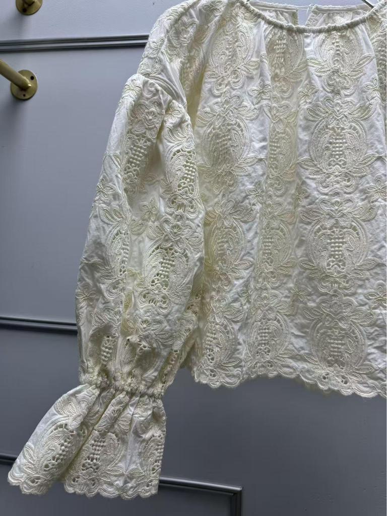 French Retro Lace Bell Sleeve Embroidered Top - Autumn/Winter Collection