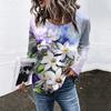 Spring and Autumn Round Neck Flower Pattern 3D Printed Top Fashionable Casual Retro Long Sleeved Women's T-shirts