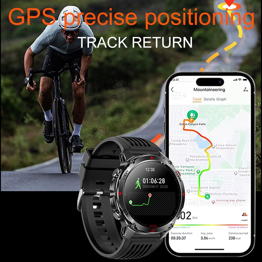 New Military Bluetooth Talk Smartwatch Men 2.01"  Screen 5ATM Waterproof Dual Frequency GPS Outdoor Sports Smartwatch