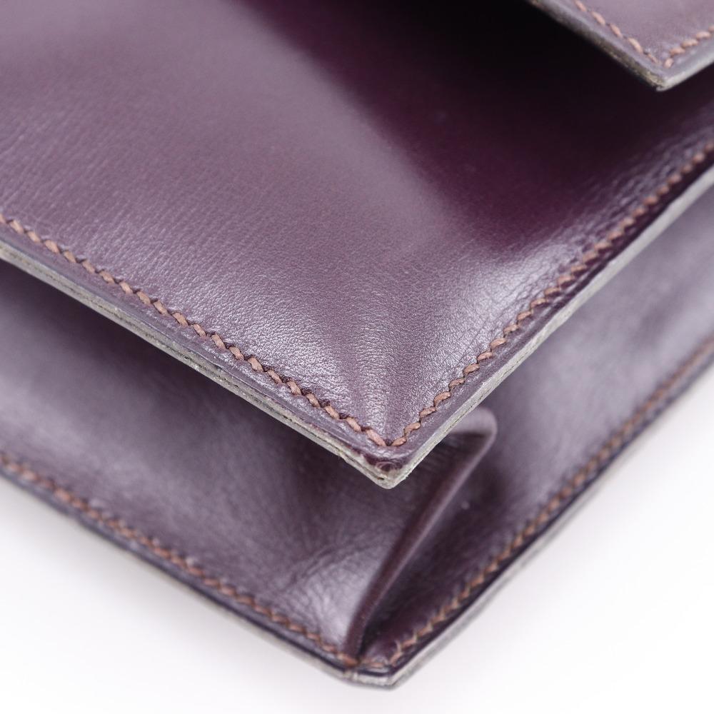 Hermes Fako Clutch Bag Vintage Bordeaux Box Carf Women Used