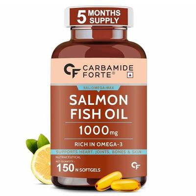 Carbamide Forte Olio di Pesce Salmone Omega 3 Capsule 1000 mg per Adulti - Capsule Molli 150 Unità