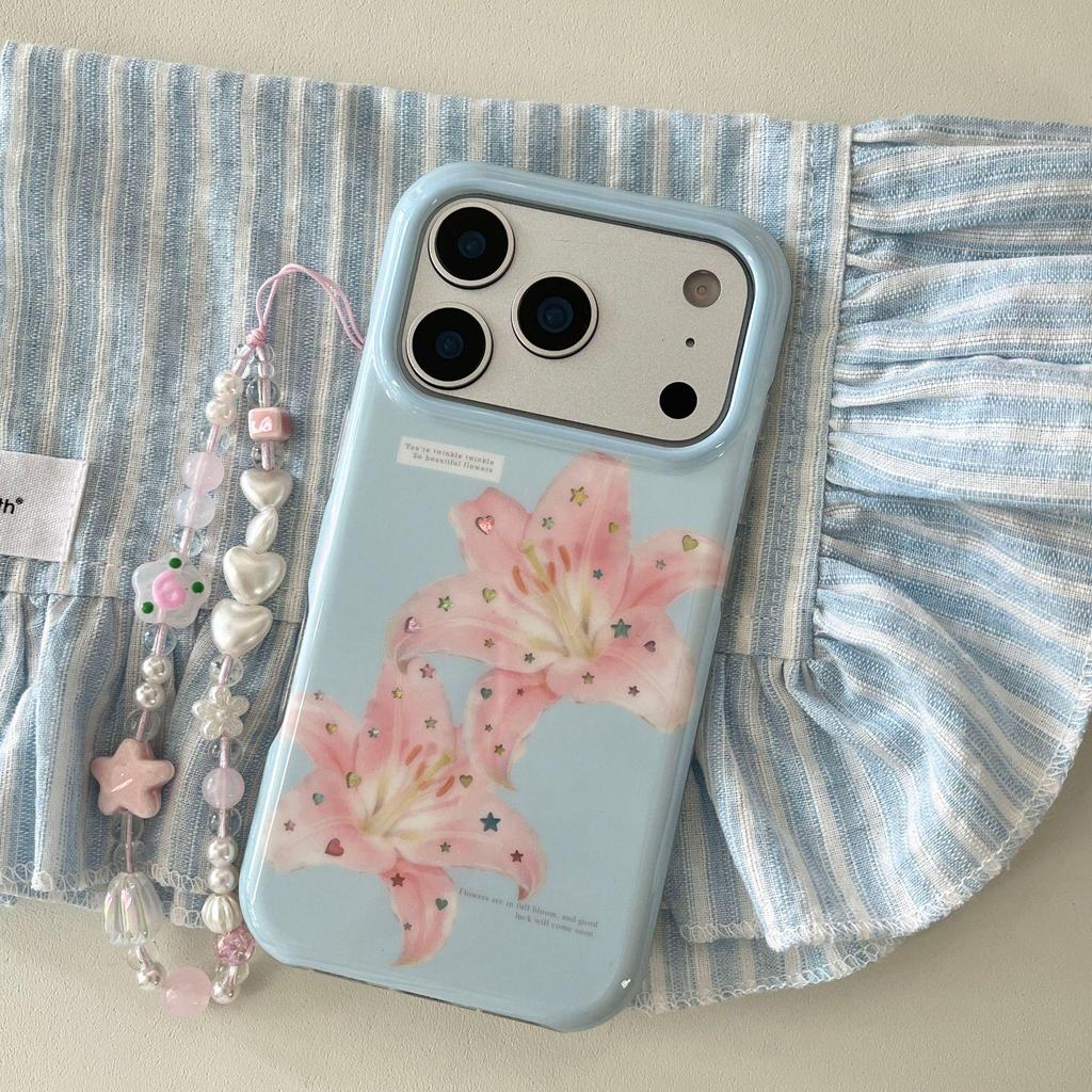 Fresh Pink Lily iPhone 17 Pro Max Case with Chain for New Models