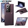 KEYSION Shockproof Case for Samsung Galaxy Z Fold 7 5G Hard PC Kickstand Phone Back Cover with Tempered Glass Screen Protector