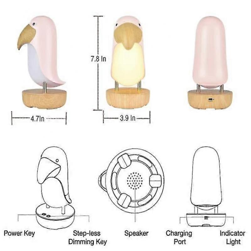 Bluetooth Speaker Desk Lamp USB Charging Night Light Dimming Atmosphere Light-Pink