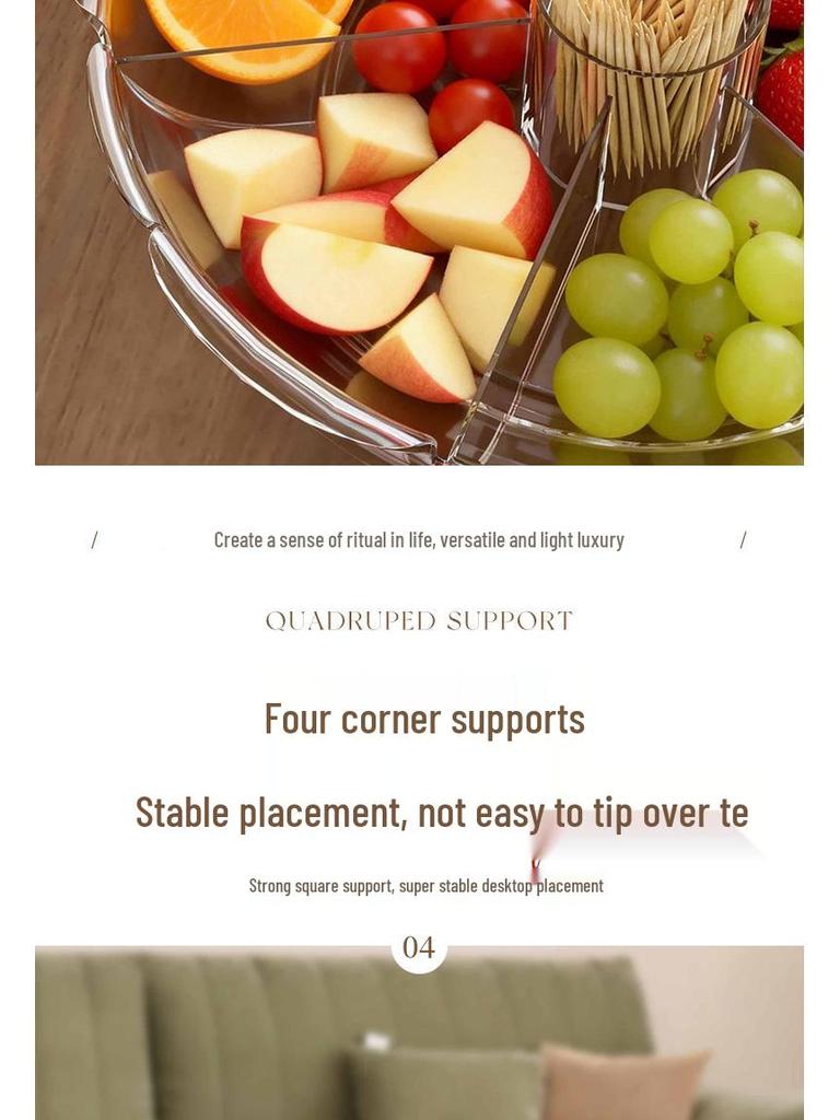 High Transparency Thickened Fruit and Nut Display Plate for Living Room