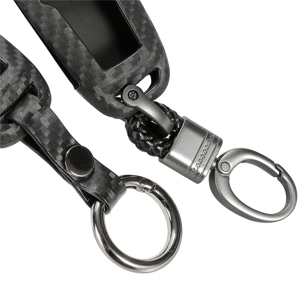 Silikon-Carbon-Faser-Autoschlüssel-Fob-Hülle für Ford Focus Mondeo Explorer Mustang Smart Remote 3 4-Tasten-Schutz