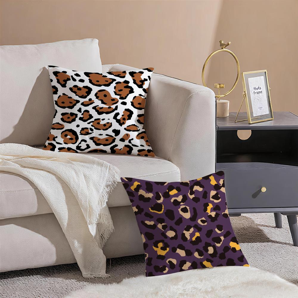 Trendy Fashion Art Leopard Print Texture Cushion Cover Throw Pillow Cover Hidden Button Durable Polyester Chair Cushion
