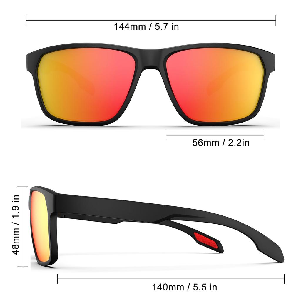 HAAYOT and Polarized Sports Lightweight and Durable TR90 UV for and Matte Black and Orange Men's Women's Sunglasses, Frame, 100% Protection, Fishing,