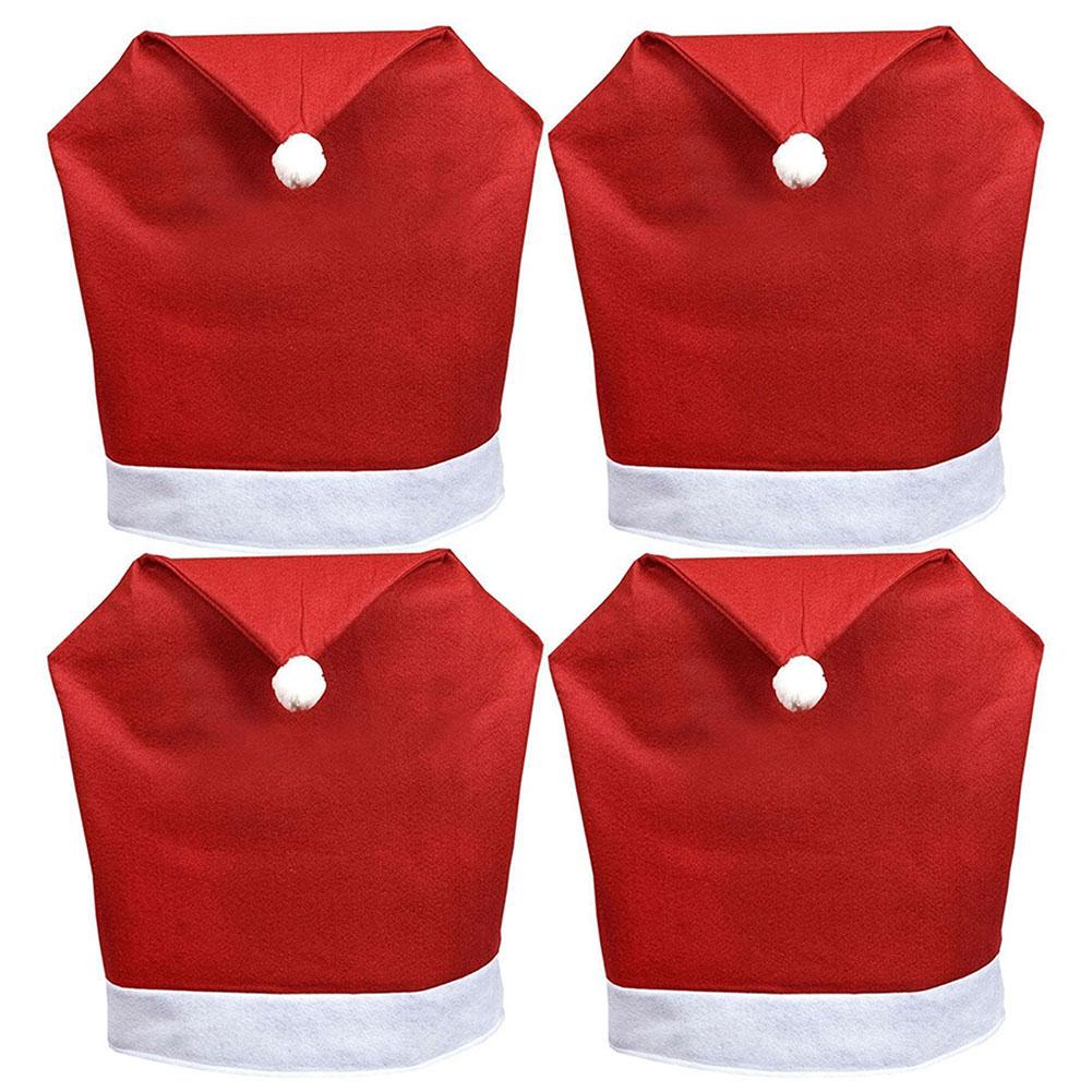 

4 шт. чехлы на обеденные стулья из нетканого материала, чехлы на спинку рождественского стула, мягкая шапка Санта-Клауса, универсальные принадлежности для новогодней вечеринки