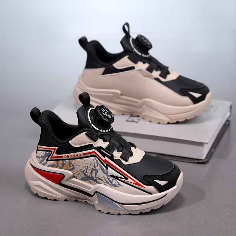2025 Boys' Waterproof Leather Running Shoes - Non-slip, Trendy Autumn/Winter Style for Kids