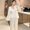 Zhao Ruth Internet Celebrity Three-piece Women's Spring Summer Ice Silk Pajamas Lace Sexy Suspenders Thin Pure Desire Trousers