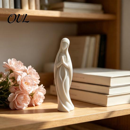 Sacred Prayer Sculpture Praying Virgin Mary Statue, Minimalist Blessed Sculpture, Spiritual Office Desk Decor Religious Figurine for Home Altar